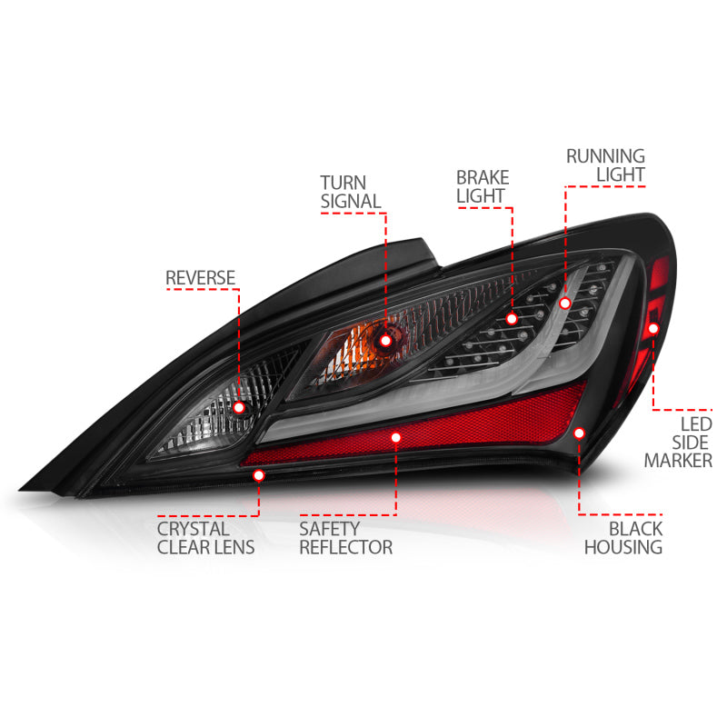 ANZO 10-13 Hyundai Genesis 2DR LED Taillights Smoke - Burkken Auto Parts