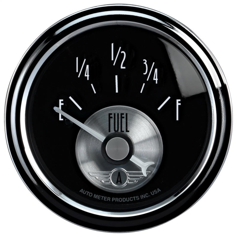 AutoMeter Gauge Fuel Level 2-1/16in. 240 Ohm(e) to 33 Ohm(f) Elec Prestige Blk. Diamond - Burkken Auto Parts
