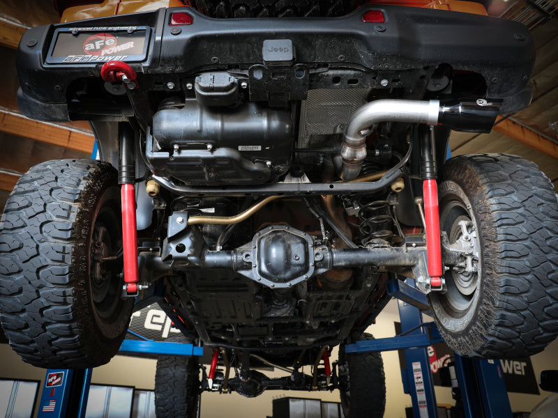 aFe 20-21 Jeep Wrangler Large Bore-HD 3in 304 Stainless Steel DPF-Back Exhaust System - Black Tip - Burkken Auto Parts