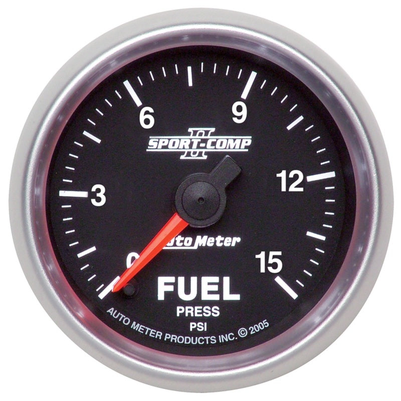 Autometer Sport-Comp II 52mm 0-15 PSI Full Sweep Electronic Fuel Pressure Gauge - Burkken Auto Parts