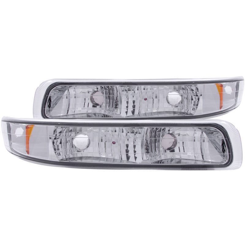 ANZO 1999-2002 Chevrolet Silverado 1500 Euro Parking Lights Chrome w/ Amber Reflector - Burkken Auto Parts