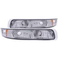 ANZO 1999-2002 Chevrolet Silverado 1500 Euro Parking Lights Chrome w/ Amber Reflector - Burkken Auto Parts