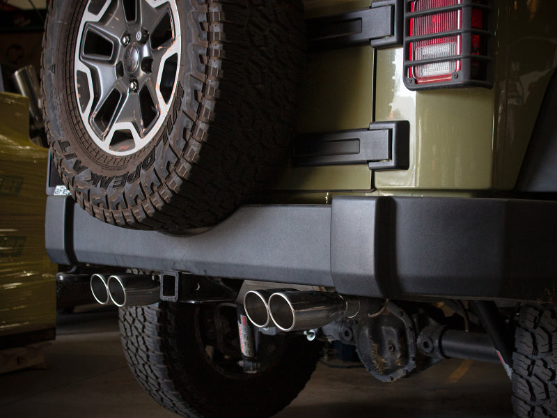 aFe Rebel Series 2.5in 409 SS Axle-Back Exhaust Polished 07-18 Jeep Wrangler (JK) V6-3.6L/3.8L - Burkken Auto Parts