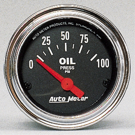 Autometer Traditional Chrome 52mm 0-100 PSI Short Sweep Electricall Oil Pressure Gauge - Burkken Auto Parts