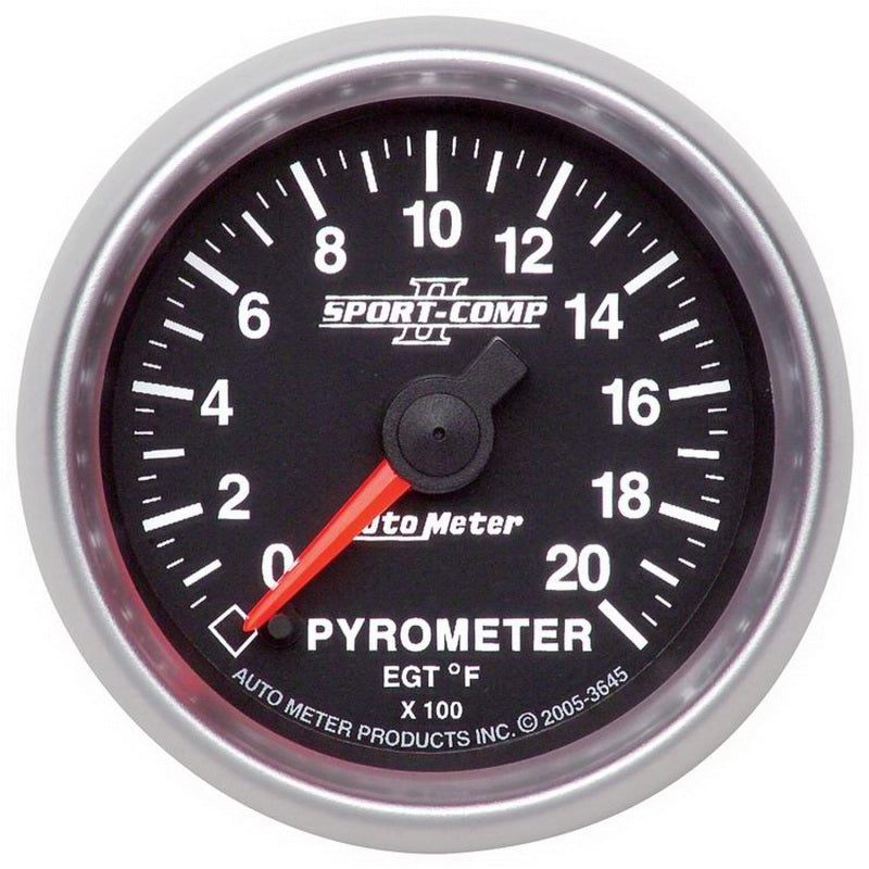 Autometer Sport-Comp II Full Sweep Electronic 52mm 0-2000 degree F Pyrometer Gauge - Burkken Auto Parts