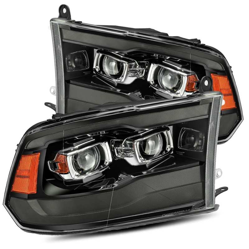 AlphaRex 09-18 Dodge Ram 1500HD PRO-Series Proj Headlights Plank Style Black w/Seq Signal/Smoked DRL - Burkken Auto Parts
