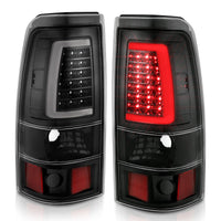 ANZO 1999-2002 Chevy Silverado 1500 LED Taillights Plank Style Black w/Clear Lens - Burkken Auto Parts