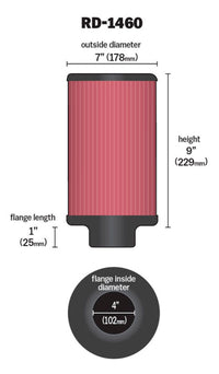 K&N Universal Air Filter 4in Flange ID 7in OD 9in Height - Burkken Auto Parts