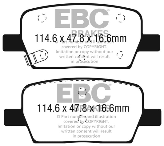 EBC 2016+ Cadillac CT6 2.0L Turbo Redstuff Rear Brake Pads