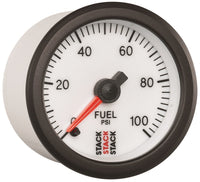 Autometer Stack 52mm 0-100 PSI 1/8in NPTF Male Pro Stepper Motor Fuel Pressure Gauge - White - Burkken Auto Parts