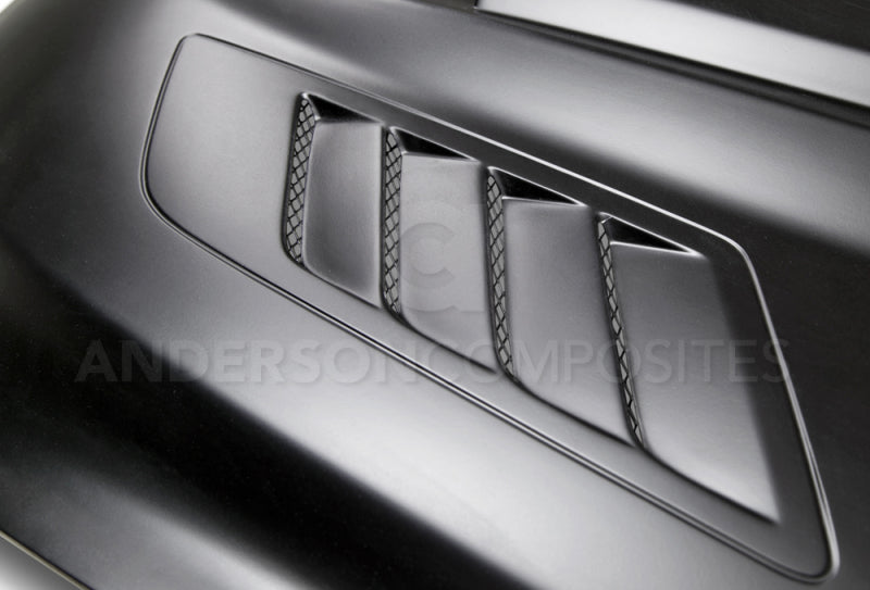 Anderson Composites 15-16 Ford Mustang (Excl. GT350/GT350R) Ram Air Fiberglass Hood - Burkken Auto Parts
