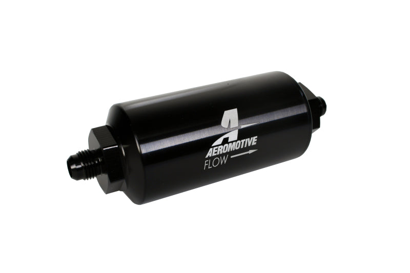 Aeromotive In-Line Filter - (AN-6 Male) 10 Micron Microglass Element Bright Dip Black Finish - Burkken Auto Parts