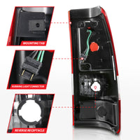 ANZO 1999-2002 Chevy Silverado 1500 LED Taillights Plank Style Black w/Clear Lens - Burkken Auto Parts