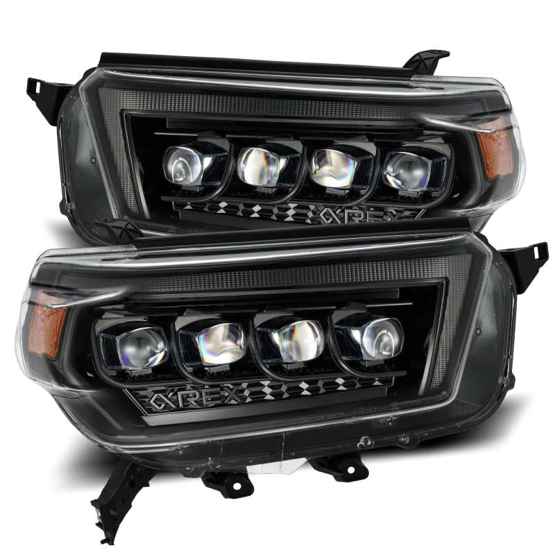 AlphaRex 10-13 Toyota 4Runner NOVA LED Proj Headlights Plank Style Alpha Black w/Seq Signal/DRL - Burkken Auto Parts