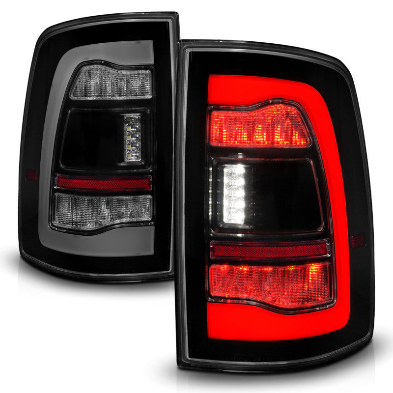 ANZO 09-18 Dodge Ram 1500 Sequential LED Taillights Smoke Black - Burkken Auto Parts