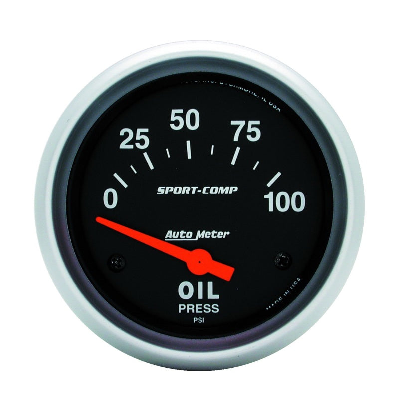 Autometer Sport-Comp 66.7mm 0-100 PSI Short Sweep Electronic Oil Pressure Gauge - Burkken Auto Parts
