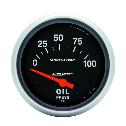 Autometer Sport-Comp 66.7mm 0-100 PSI Short Sweep Electronic Oil Pressure Gauge - Burkken Auto Parts