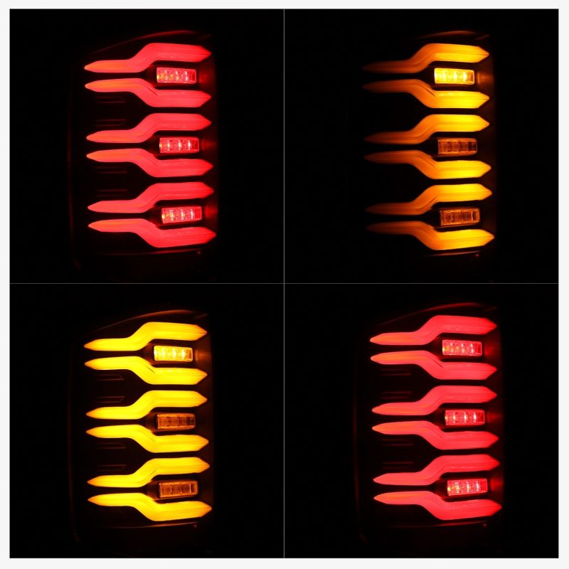 AlphaRex 14-18 Chevrolet Silverado Luxx-Series LED Tail Lights Black w/Activ Light/Seq Signal - Burkken Auto Parts