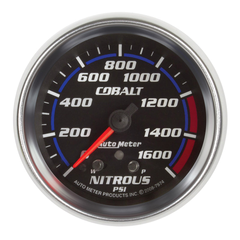 AutoMeter Gauge Nitrous Press 2-5/8in. 1600PSI Stepper Motor W/ Peak & Warn Cobalt - Burkken Auto Parts