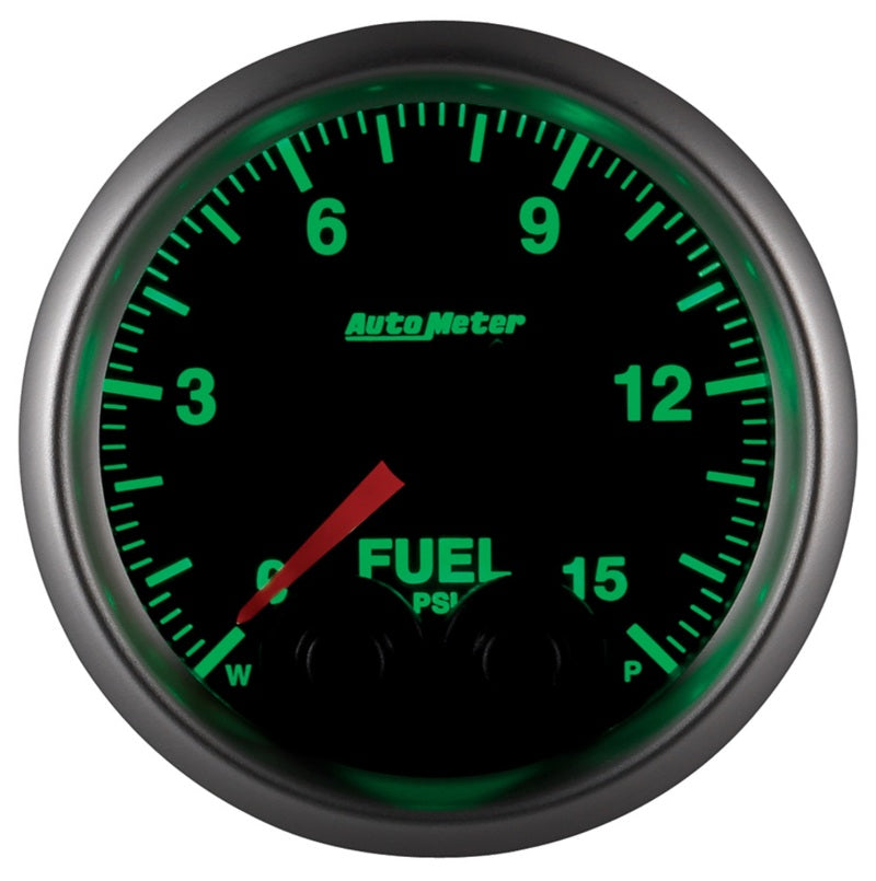 AutoMeter Gauge Fuel Press 2-1/16in. 15PSI Stepper Motor W/Peak & Warn Elite - Burkken Auto Parts