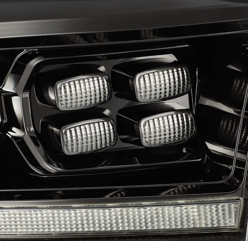 AlphaRex 09-18 Dodge Ram 2500HD LUXX LED Proj Headlights Plank Style Black w/Seq Signal/Smoked DRL - Burkken Auto Parts