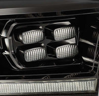 AlphaRex 09-18 Dodge Ram 2500HD LUXX LED Proj Headlights Plank Style Black w/Seq Signal/Smoked DRL - Burkken Auto Parts