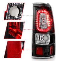 ANZO 1999-2002 Chevy Silverado 1500 LED Taillights Plank Style Black w/Clear Lens - Burkken Auto Parts