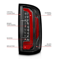 ANZO 15-21 Chevrolet Colorado Full LED Tail Lights w/ Red Lightbar Black Housing Clear Lens - Burkken Auto Parts