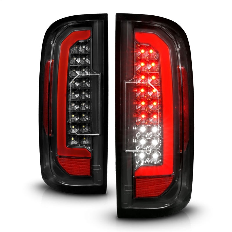 ANZO 15-21 GMC Canyon Full LED Taillights w/ Red Lightbar Black Housing/Clear Lens - Burkken Auto Parts