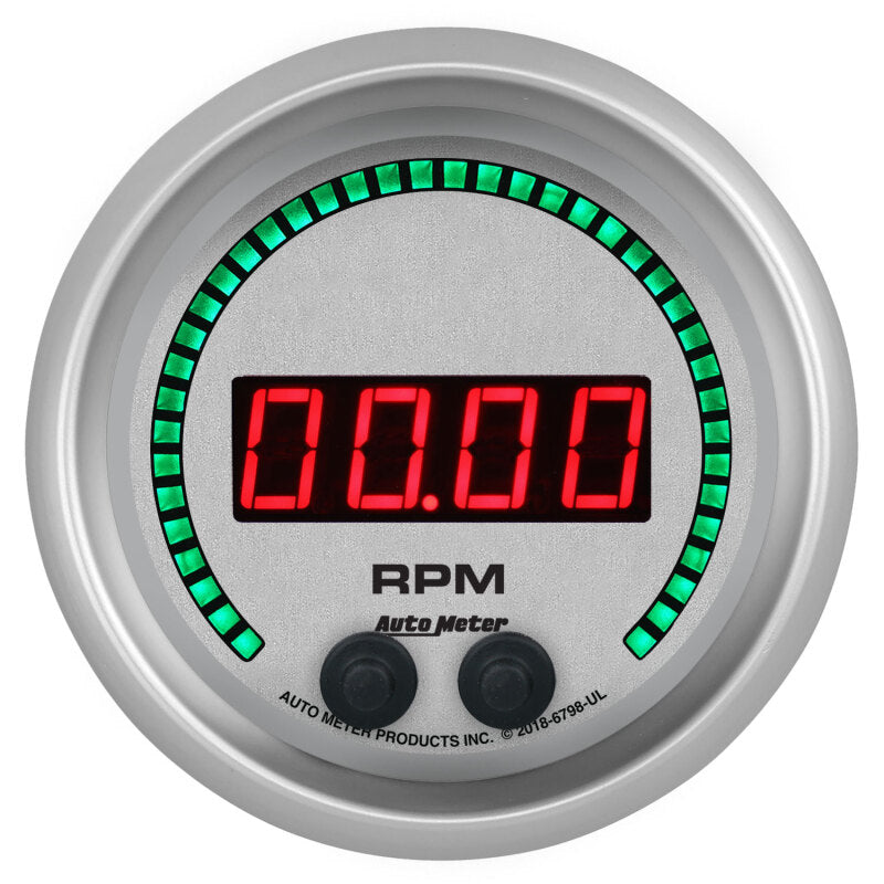 Autometer 85.7mm Silver 0-16K RPM Tachometer Ultra-Lite Elite Digital Gauge - Burkken Auto Parts