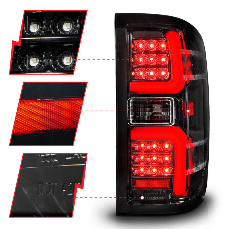 ANZO 15-19 Chevrolet Silverado 2500 HD/3500 HD LED Taillight w/ Sequential Black Housing/Clear Lens - Burkken Auto Parts