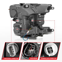 ANZO 18-20 Ford F-150 Full Led Projector Smoke Bar Style Headlights Black Amber - Burkken Auto Parts
