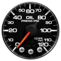 Autometer Spek-Pro Gauge Oil Press 2 1/16in 120psi Stepper Motor W/Peak & Warn Blk/Chrm - Burkken Auto Parts