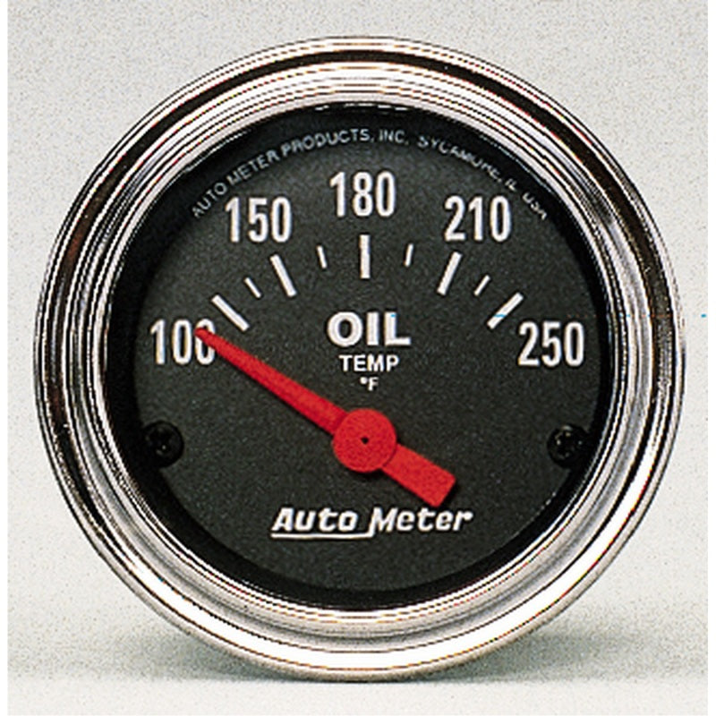 Autometer Traditional Chrome 52mm 100-250 Degree F Short Sweep Electrical Oil Temperature Gauge - Burkken Auto Parts