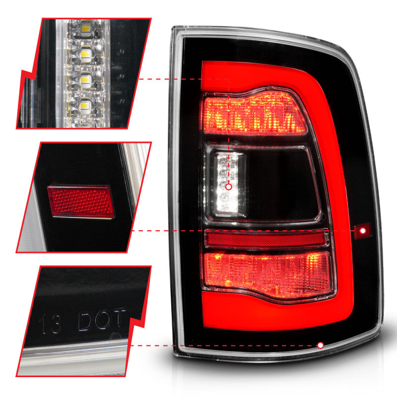 ANZO 09-18 Dodge Ram 1500 Sequential LED Taillights Black - Burkken Auto Parts