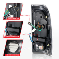 ANZO 1997-2003 Ford F-150 LED Tail Lights w/ Light Bar Black Housing Clear Lens - Burkken Auto Parts