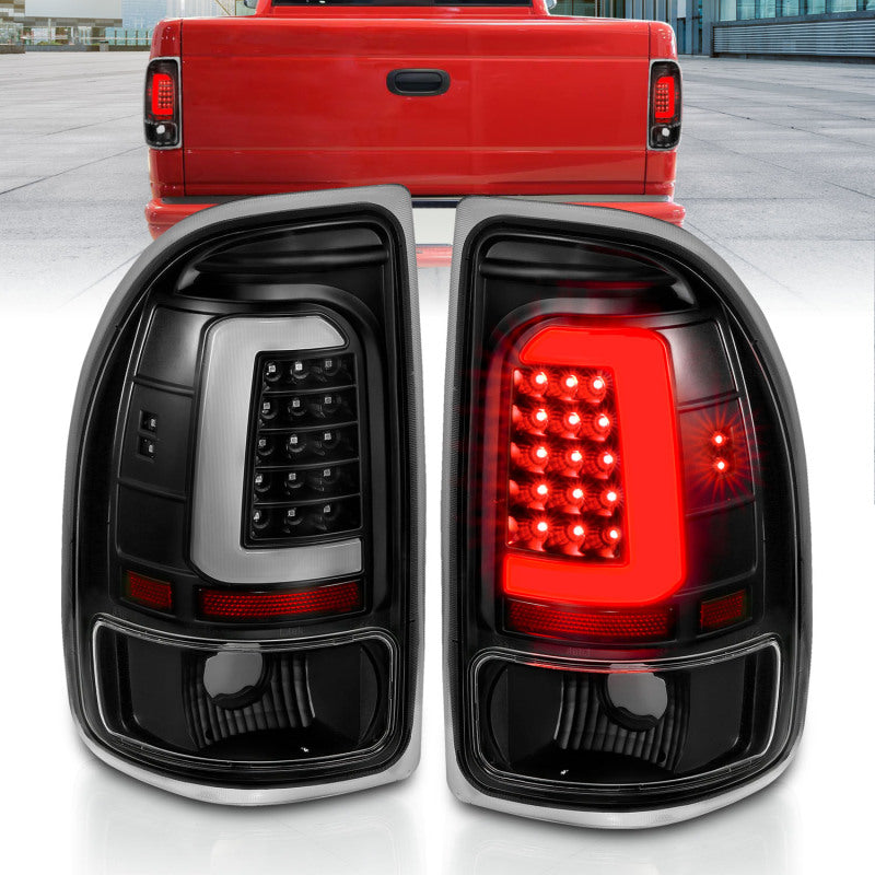 ANZO 1997-2004 Dodge Dakota LED Taillights Black Housing Clear Lens Pair - Burkken Auto Parts
