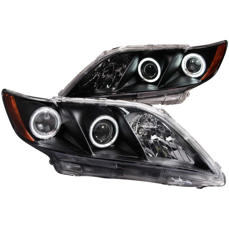 ANZO 2007-2009 Toyota Camry Projector Headlights w/ Halo Black - Burkken Auto Parts