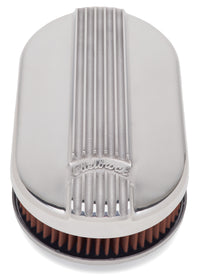 Edelbrock Air Cleaner Classic Series Oval Aluminum Top Cloth Element 17 5In X 9 35In X 3 9In - Burkken Auto Parts