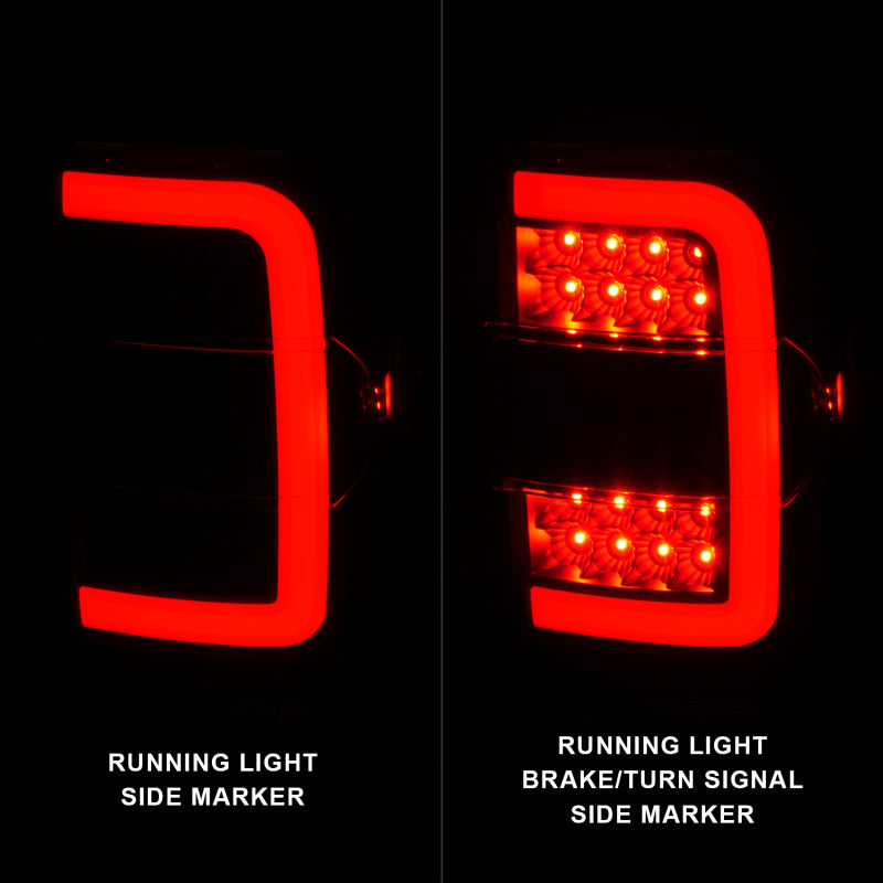 ANZO 2001-2011 Ford  Ranger LED Tail Lights w/ Light Bar Black Housing Clear Lens - Burkken Auto Parts