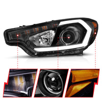 ANZO 2014-2016 Kia Forte Projector Headlights w/ Light Bar Black Housing w/ DRL - Burkken Auto Parts