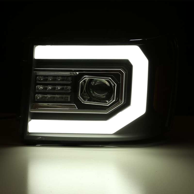 AlphaRex 07-13 GMC Sierra 1500 (No Clsc) LUXX-Series LED Proj HL Chrome w/Actv Lgt & Seq.Sig / DRL - Burkken Auto Parts