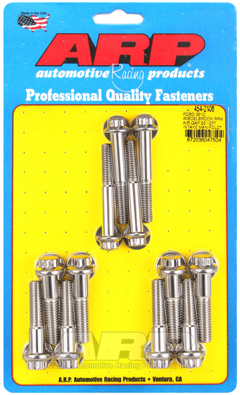ARP Ford 351C w/Edelbrock RPM Air Gap 12pt Intake Manifold Bolt Kit - Burkken Auto Parts