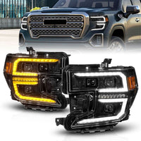 ANZO 19-21 GMC Sierra 1500 LED Projector Headlight w/Switchback+Sequential - Black - Burkken Auto Parts
