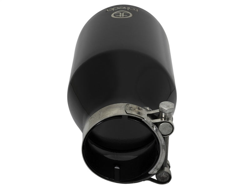 aFe Takeda 409 SS Clamp-On Exhaust Tip 2.5in. Inlet / 4.5in. Outlet / 9in. L - Black - Burkken Auto Parts