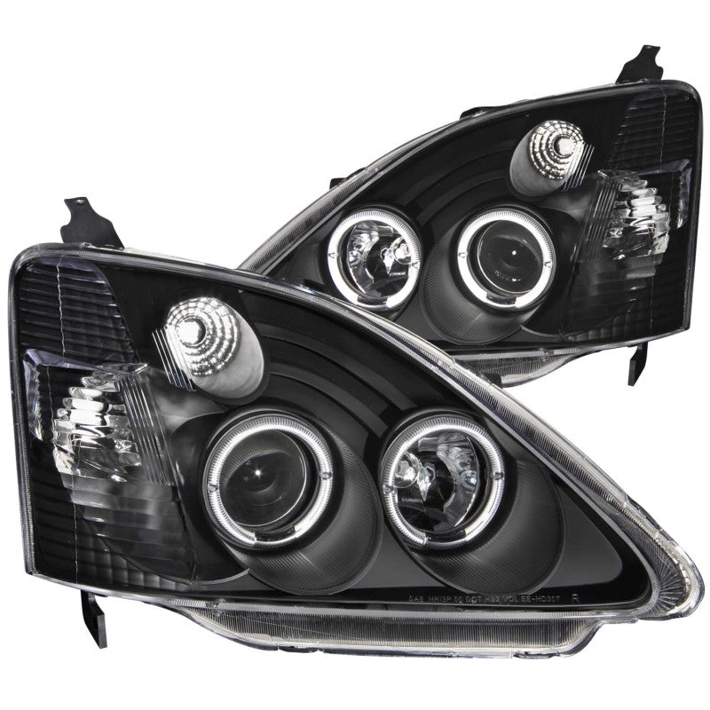 ANZO 2002-2004 Honda Civic Projector Headlights w/ Halo Black - Burkken Auto Parts