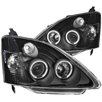 ANZO 2002-2004 Honda Civic Projector Headlights w/ Halo Black - Burkken Auto Parts