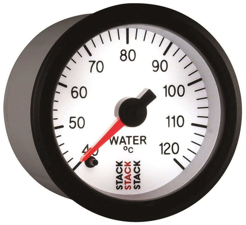 Autometer Stack 52mm 40-120 Deg C 1/8in NPTF Male Pro Stepper Motor Water Temp Gauge - White - Burkken Auto Parts