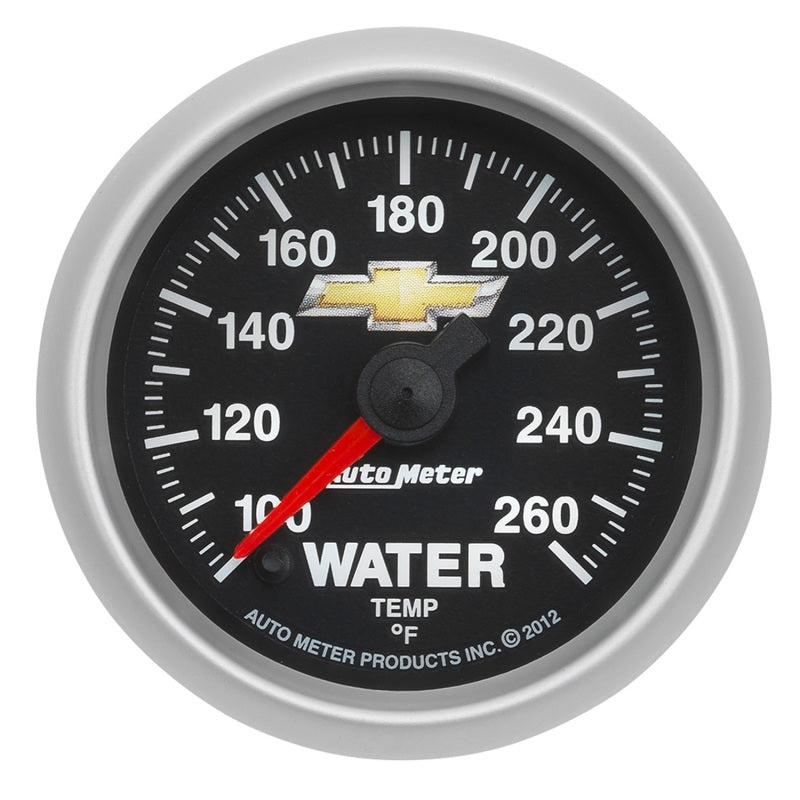 AutoMeter Gauge Water Temp 2-1/16in. 100-260 Deg. F Digital Stepper Motor Chevy Gold Bowtie - Burkken Auto Parts