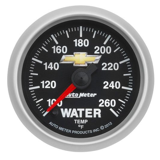 AutoMeter Gauge Water Temp 2-1/16in. 100-260 Deg. F Digital Stepper Motor Chevy Gold Bowtie - Burkken Auto Parts